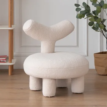 Iskandinav Modern Sandalyeler Çocuklar Tasarımcı Okuma Sevimli Footrest Örgü Kuzu Yünü Sandalyeler Çocuklar Muebles De La Sala Oturma Odası Mobilya