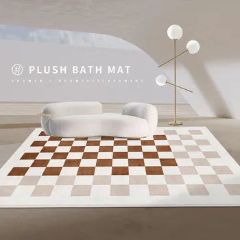 Iskandinav Tarzı Geometrik Dama Tahtası oturma odası halısı Ev Dekorasyon Modern Yatak Odası Başucu Halı Sehpa Kanepe Halı