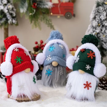 Iskandinav Tarzı Noel Örme Şapka kulaklık Noel Meçhul Gnome Süsler Şenlikli Dekor Ev Ofis için