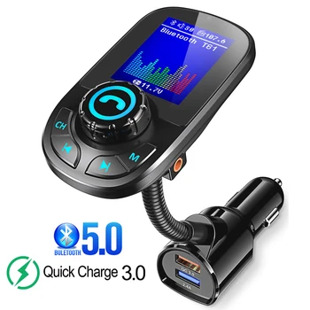 JINSERTA 2019 Araba MP3 Müzik Çalar Bluetooth 5.0 alıcı FM verici Çift USB QC3. 0 Şarj Cihazı LED Ekran AUX Kayıpsız Müzik