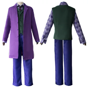 Joker Cosplay Kostüm Joker Ceket Yelek Yetişkin Erkekler için Cadılar Bayramı Karnaval Kıyafet Tam Set