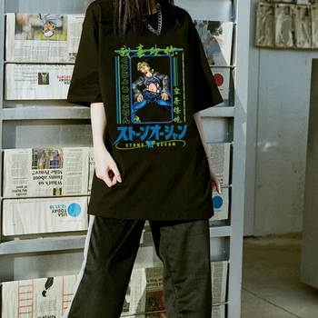Jolyne Cujoh Jojo'nun Tuhaf Macera Taş Okyanus T-Shirt Harajuku Erkek Kadın Moda Yaz Rahat Üst