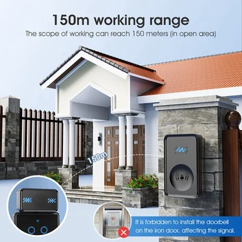 Kablosuz Kapı Zili Sensörü Ev Kapı Zili Uzaktan Kumanda Çağrı Cihazı Müzik Kendinden Üretilen Kapı Zili
