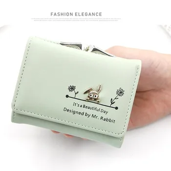 Kadın Cüzdan Sevimli PU deri cüzdan Moda Kısa Öğrenci bozuk para cüzdanı kart tutucu Bayanlar Debriyaj Küçük Kadın Tavşan Para Çantaları