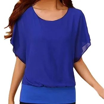Kadın Gevşek Rahat Kısa Kollu Kollu Şifon Üst T - Shirt Bluz Üst Kadın Moda Bluz 2023 T Shirt Kadınlar İçin Y2k Giysileri