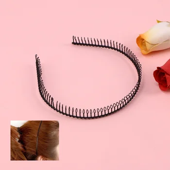 Kadın Metal diş tarak Hairband saç bandı (Siyah)