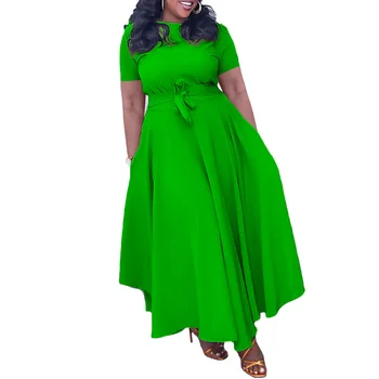 Kadınlar için 2023 Afrika Elbiseler Zarif Polyester Afrika Moda Dashiki Polyester Düz Renk Uzun Maxi Elbise Afrika Giysi