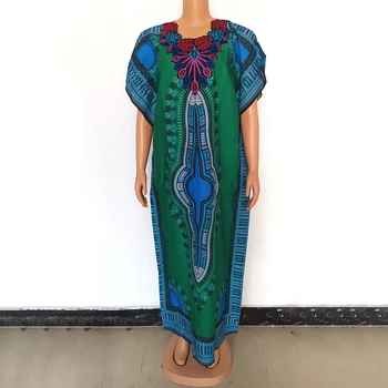 Kadınlar İçin afrika Elbiseler Ankara Dashiki Nakış Baskılı moda Giyim Batwing Kollu Dubai Abiye Müslüman Boubou