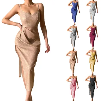 Kadınlar Yeni Gevşek Bölünmüş Vintage Askı Camiş Ruffles Befree Büyük Büyük Elbise Yaz Parti Zarif Maxi Elbiseler