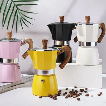 Kahve Moka Tencere, Klasik Alüminyum Kahve Makinesi Tencere, Espresso Amerikan Tarzı Kahve Demlenmiş,50~300 ML Kapasiteli (1 ~ 6 Bardak)