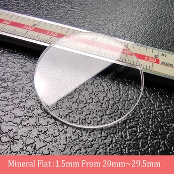 Kalın 1.5 mm Boyut formu 20mm~29.5 mm Mineral Düz İzle Glasst Şeffaf İzle Kristal 1 adet