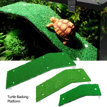 Kaplumbağa Basking Platformu Kaplumbağa Habitat Simülasyon Çim Rampası Kaplumbağa Dock Yüzen Ada Merdiven Enayi Platformu Sürüngen Kurbağa