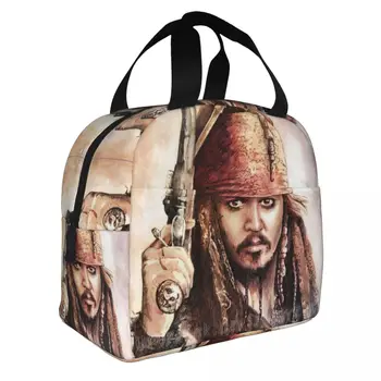 Kaptan Jack Sparrow öğle yemeği için bento Çanta Taşınabilir Alüminyum Folyo kalınlaşmış Termal Bez Öğle Yemeği Çantası Erkek ve Kız için