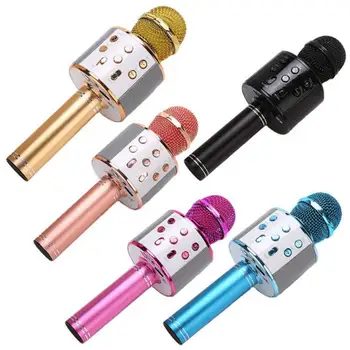 Karaoke Mikrofon Şarkı Söyleyen çocuklar için 5 in 1 Kablosuz Mikrofon LED ışıkları ile makine taşınabilir mikrofon Hoparlör Yeni Hediyeler