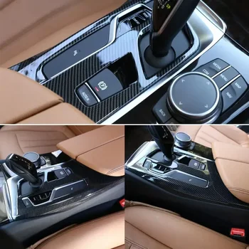 Karbon Fiber Stil ABS Plastik Araba Merkezi Konsol Vites Paneli Kapak Trim için BMW 5 Serisi G30 2017-2018 Araba Sticker