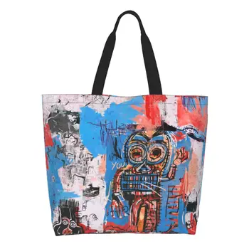 Kawaii Baskı Brooklyn alışveriş çantası Geri Dönüşüm Tuval Omuz Alışveriş Basquiats Graffiti Sanat Çanta