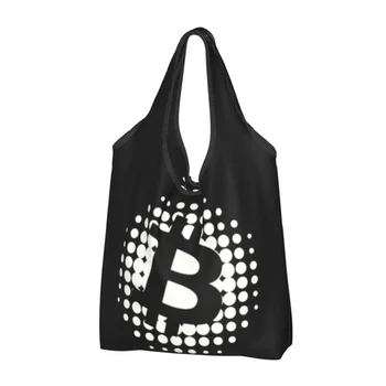 Kawaii Satın Bitcoin Düğmesi bez alışveriş çantası Taşınabilir Cryptocurrency BTC Blockchain Geek Bakkal Alışveriş omuzdan askili çanta