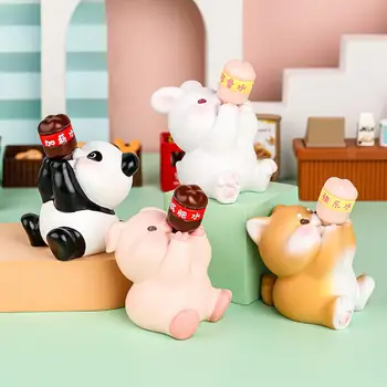 Kawaii Sevimli Araba Süsler Karikatür Hayvan oyuncak bebek Figürleri Heykeli Mini Model masaüstü oyuncakları Hediyeler Araba İç Aksesuarları