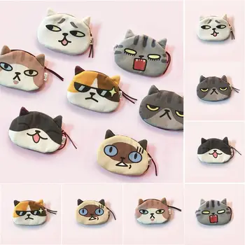 Kedi İfade bozuk para cüzdanı Veri Kablosu saklama çantası Sevimli Desen Karikatür Tasarım Ruj Kozmetik Çantası Kedi Kulaklık Çanta Çocuk