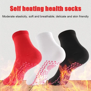 Kendinden ısıtma çorap ayak ısıtıcı sıcak masaj çorap yıkanabilir pamuk orta buzağı çorap kış