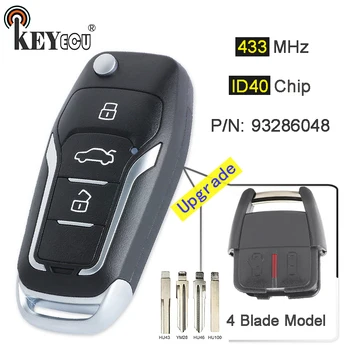 KEYECU 433 MHz ID40 Çip P / N: 93286048 2 Düğme Yükseltilmiş Çevirme Katlanır Uzaktan Anahtar Fob ile Opel için HU43/ YM28 / HU46 / HU100 Bıçak