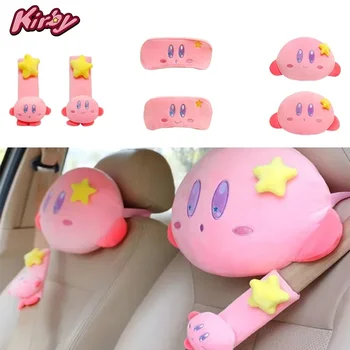 Kirby Evrensel Araba Boyun Yastıklar Araba Anime Kafalık Peluş Emniyet Kemeri Araba Koltuğu Sevimli Kafalık Dinlenme Boyun Yastık Koruyucu İç