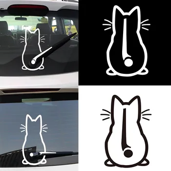 Kitty Kedi Araba Çıkartmaları araba ön cam sileceği vinil yapışkan Kapı Pencere Yaratıcı Çıkartmaları Araba Styling Dekorasyon Oto Aksesuarları