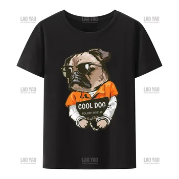 Klasik Komik köpek Baskı Sleevehort erkek t-shirtü Yarım Kollu Yaz Rahat Harajuku Geniş Sıcak Satış