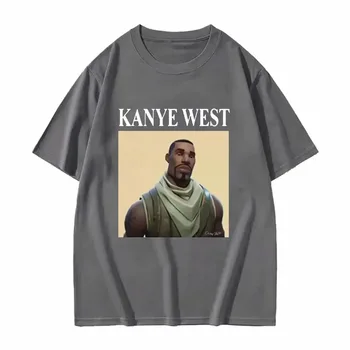 Komik Kanye West Meme %100 % pamuklu tişört erkek Vintage Hip Hop Rap Gömlek Erkekler Kadınlar Kısa Kollu Büyük Boy T Shirt Streetwear