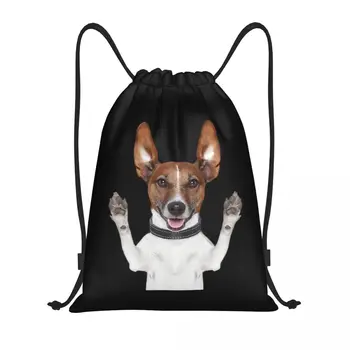 Komik Köpek Jack Russell Terrier Meme büzgülü sırt çantası Çanta Erkekler Hafif Pet Lover Spor Spor Sackpack Çuval Seyahat için