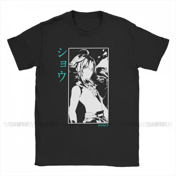 Komik Xiao Genshin Darbe erkek t-shirtü O Boyun %100 % Pamuklu T Shirt Anime Oyunu Kısa Kollu Tees Büyük Boy Elbise