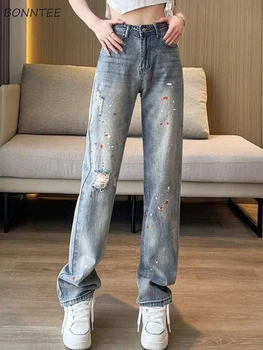 Kot Kadın Kawaii Öğrenciler Çekici Günlük Yaratıcılık Delik Popüler Ulzzang Eğlence Ağartılmış Streetwear Tüm Maç Moda Yaz