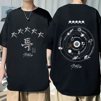 Kpop Kore Kaçak Çocuklar 5 Yıldız Yeni Müzik Albümü T Shirt Unisex Moda Estetik T - shirt Erkekler Rahat Büyük Boy T Shirt Streetwear