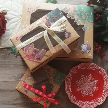 Kraft Kağıt Noel Noel Baba Hediye Ağacı 3 Boyutu Kutusu Tasarım 10 pcs Fırında Ambalaj kağit kutu Hediyeler Parti Iyilik Dekorasyon Kullanımı