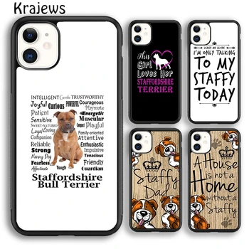 Krajews Staffordshire Bull Terrier Staffy Köpek Telefon Kılıfı İçin iPhone 15 SE2020 14 6 7 8 artı XR XS 11 12 13 pro max coque Fundas
