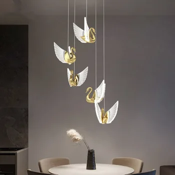 Kuğu iskandinav LED Modern avize lamba başucu avize mutfak Akrilik asılı aydınlatma armatürü Çocuk oturma odası