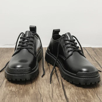 Küçük deri ayakkabı erkek İngiliz Tarzı Deri yuvarlak Kafa Rahat koreli erkek ayakkabıları İş resmi giysi İlkbahar ve Sonbahar Düşük