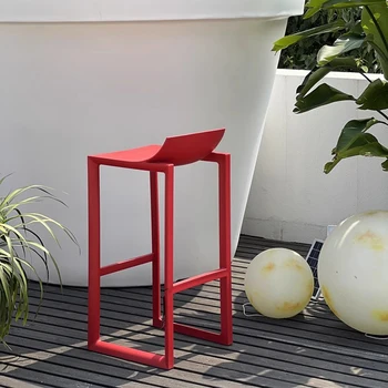 Kırmızı Arkalığı bar sandalyesi Yemek Odası Dinlenme Tasarımcı Kahvaltı Bahçe Basit Footrest Recliner Sandalye Ofis Sedia Modern Mobilya