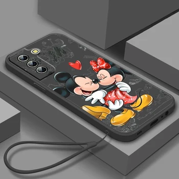 Kırmızı Minnie Mickey Aşk Samsung Galaxy S23 S22 S21 S20 S10 S9 Ultra Artı Pro FE Sıvı Halat Silikon Yumuşak telefon kılıfı Fundas