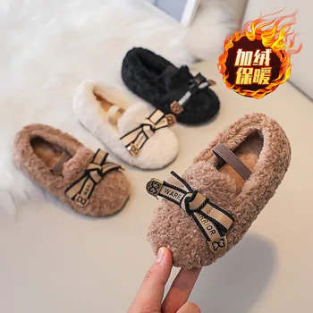 Kış Sıcak pamuklu ayakkabılar Sıcak Kız Elbise Ayakkabı Kızlar Loafers Flats Çocuk Kız Çocuk Ayakkabı Kız Ayakkabı