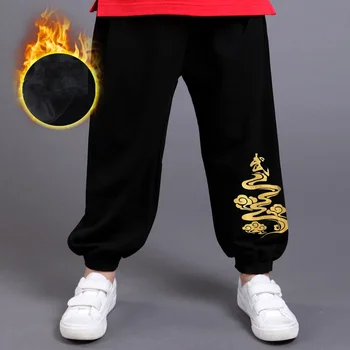 Kış Çocuk Tai Chi Pantolon Wushu Giyim Kung Fu Pantolon Dövüş Sanatı Üniforma Nefes Yeni Stil Elastik Bel