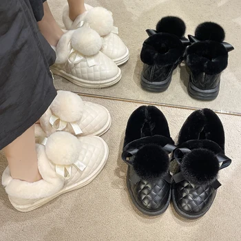 Kışlık Botlar Bayan kadın ayakkabısı Avustralya Takunya Platformu Düz Topuk Peluş Yuvarlak Ayak Çizmeler-Kadınlar 2023 Kar Sonbahar Med Lolita Kauçuk
