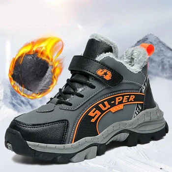 Kışlık Botlar Çocuklar spor ayakkabı Erkekler için Rahat sıcak ayakkabı Çocuk Rahat Kalın Peluş Sıcak Açık Ayakkabı 2023 Yürüyüş