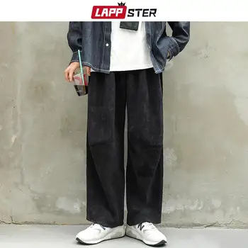 LAPPSTER Erkekler Düz Baggy Harajuku Sweatpants 2023 Erkek Kalınlaşmak Kadife Joggers Pantolon Erkek Rahat Geniş Bacak Pantolon harem pantolon