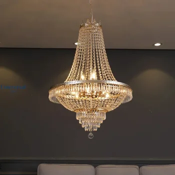 LED kolye ışık lüks oturma odası için kristal avize otel lobisinde Villa yüksek tavan merdiven avrupa tarzı avize
