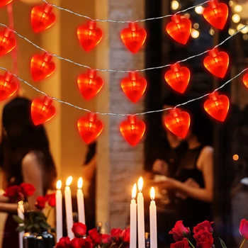 LED Sevgililer Peri Kalp Dize İşıklar Pil Kumandalı 10leds Kalp Aşk ışıkları Düğün Parti Doğum Günü Ev Dekorasyonu için