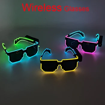 LED ışıklı kablosuz Neon gözlük aydınlık LED Cyberpunk güneş gözlüğü ışık çubuğu Bekarlığa Veda sahne parlayan gözlük