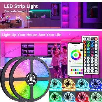 LED şerit ışıkları LED 1-5m 10m 15m 20m 30m Neon ışıkları Luces Led Renk RGB TV arkaplan ışığı LED yatak odası lambaları dekorasyon