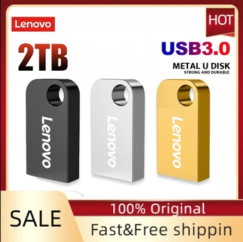 Lenovo 2TB Mini Kalem Sürücü 1TB Bellek Taşınabilir Su Geçirmez U Disk 512GB Yüksek Hızlı USB 3.0 Veri İletim Metal USB flash sürücü