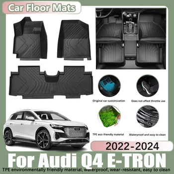 LHD Araba Paspaslar Audi Q4 E-TRON 2022 2023 2024 Anti-kir TPE Tepsi Araba Su Geçirmez Ayak Pedleri Özel Liner Paspaslar Aksesuarları